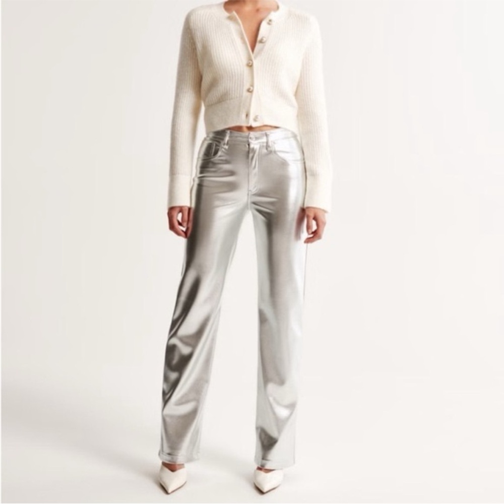 NWT Abercrombie & Fitch Silver Metallic Pants